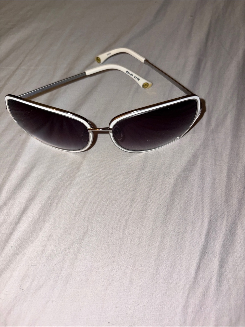 Michael Kors White Frame Cat-Eye Sunglasses with Gradient Black Lenses